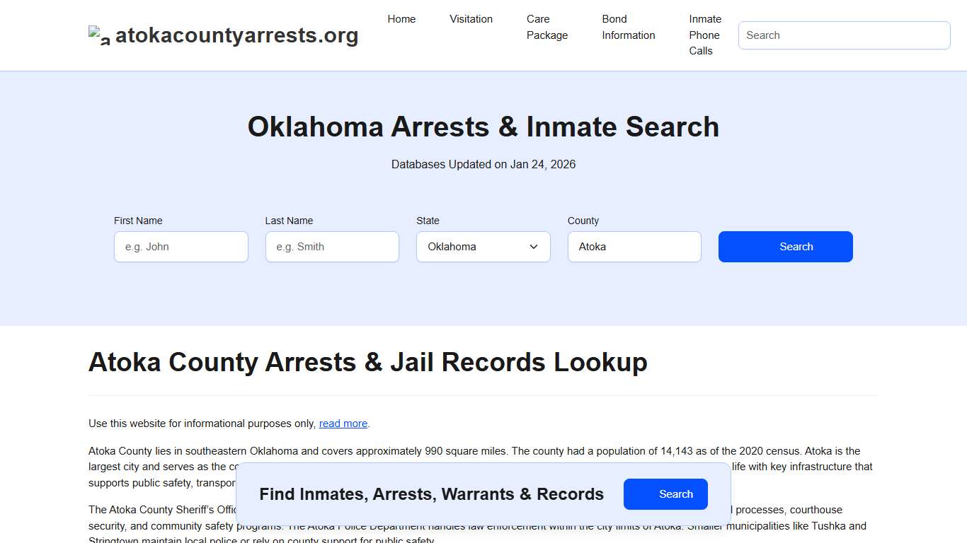 Atoka County, OK Arrests, Warrants, Police Records Search
