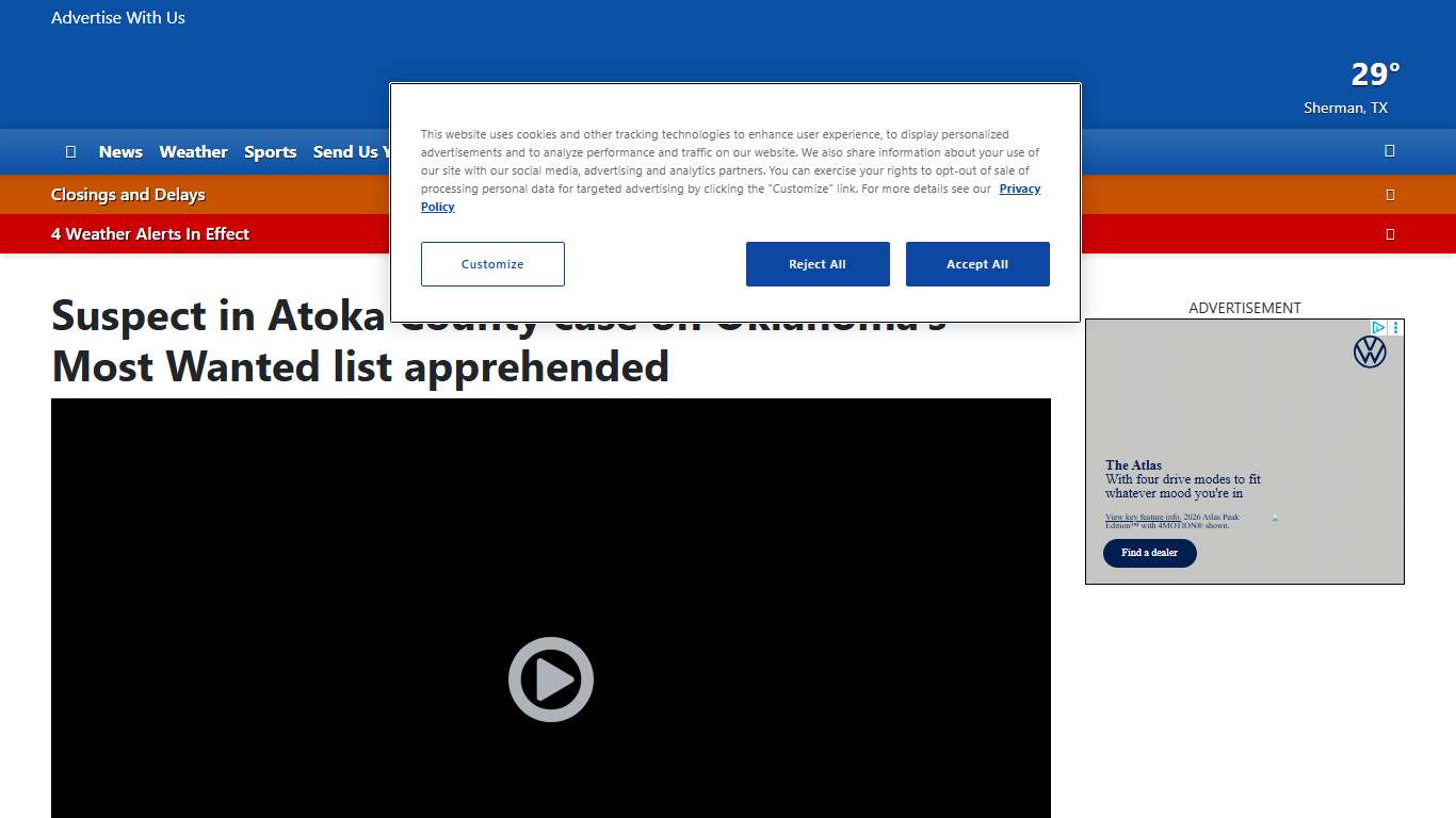 Suspect in Atoka County case on Oklahoma’s Most Wanted list apprehended