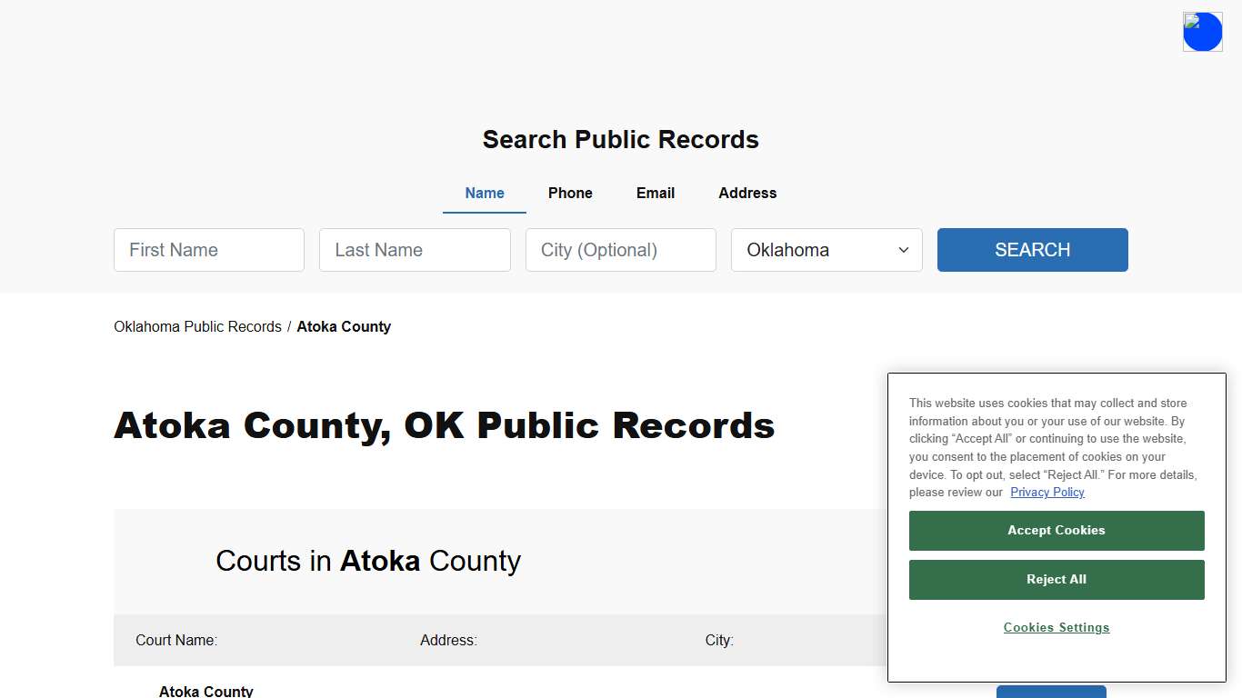 Atoka County, OK Public Court, Arrest and Inmate Records - ThePublicIndex